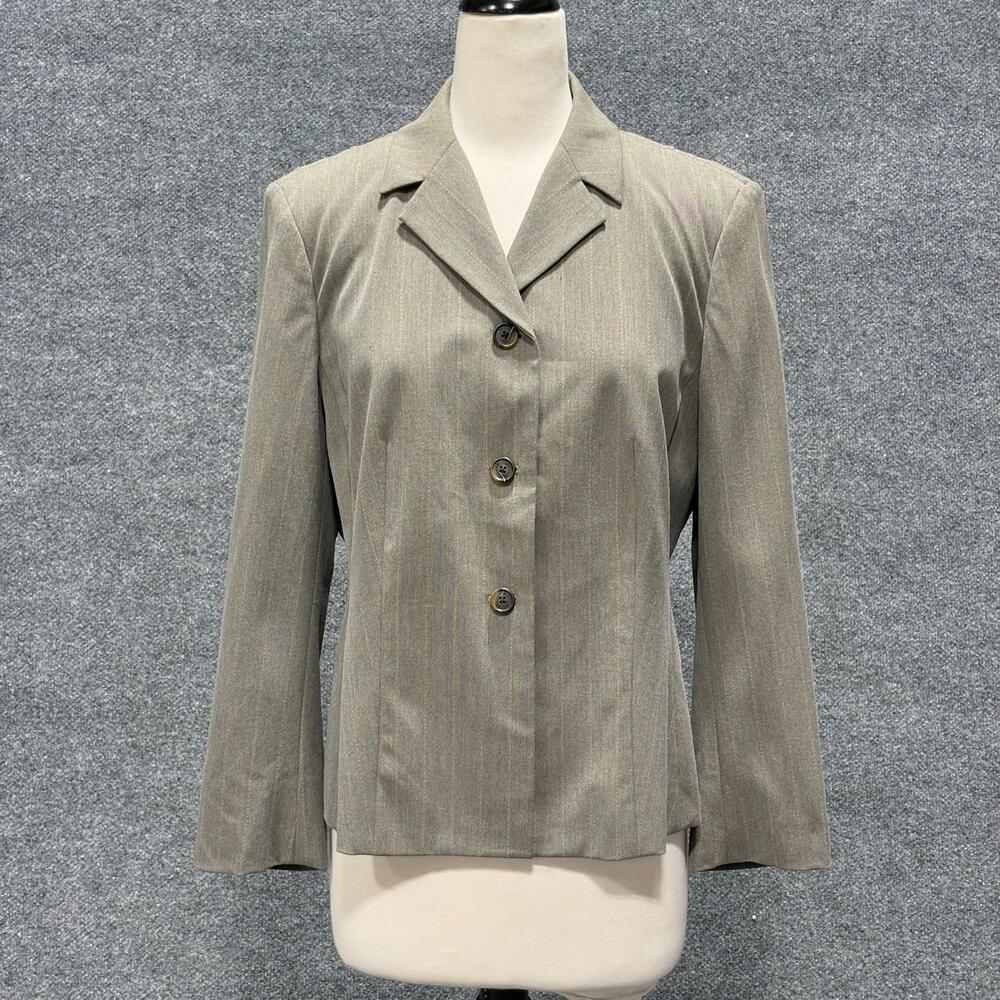 Michael Michael Kors Blazer Womens 14 Brown Pinstripe 3 Button Jacket Career